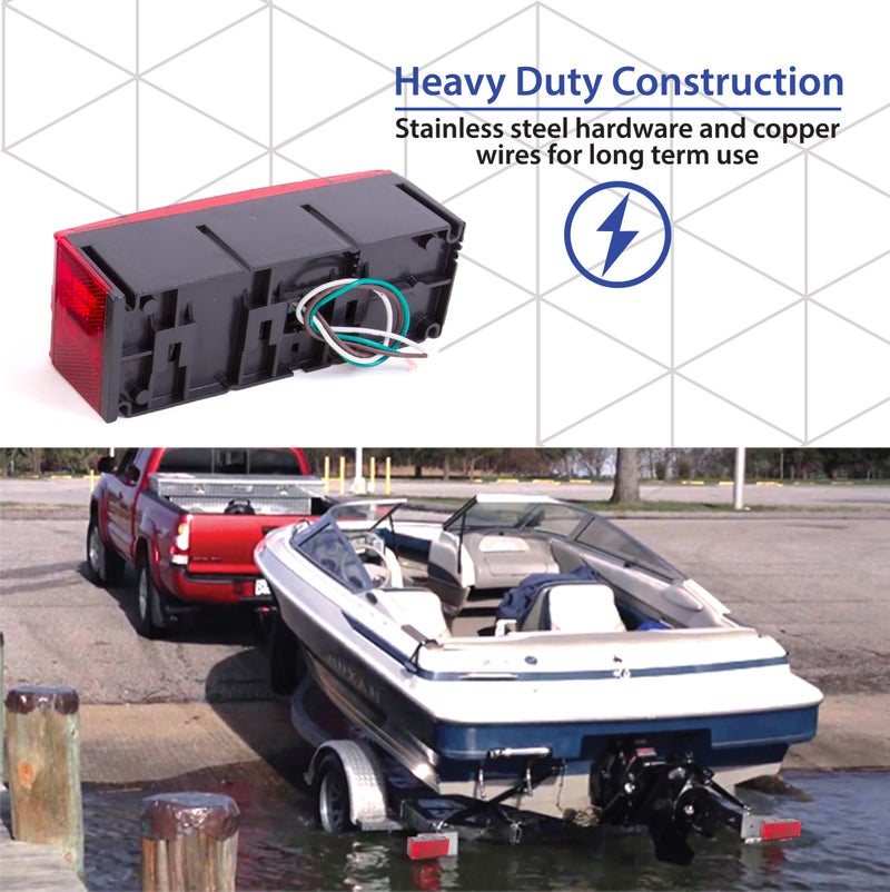 Wellmax 12V LED Boat Trailer Lights Kit, Attachable tail lights for RV, marine, boat, trailer, camper, Low Profile Submersible and waterproof - Image 5